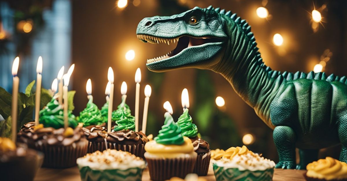 dinosaur birthday party ideas t rex muffins candles