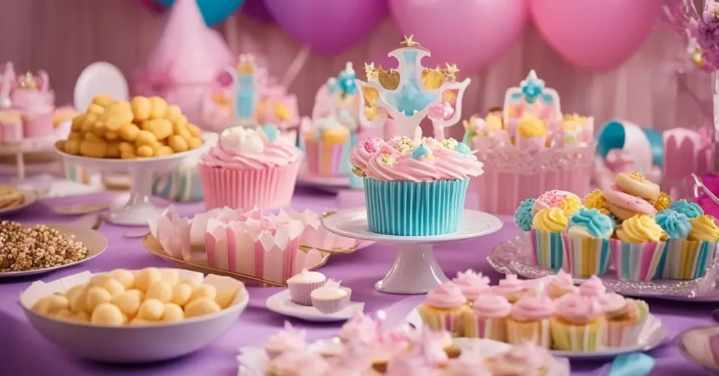 princess birthday party ideas sweet bar sweets cupcakes muffins princess party decoration