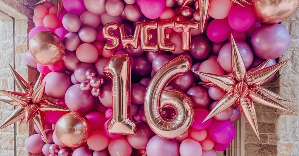 sweet 16 balloons 16th birthday cake ideas decoration