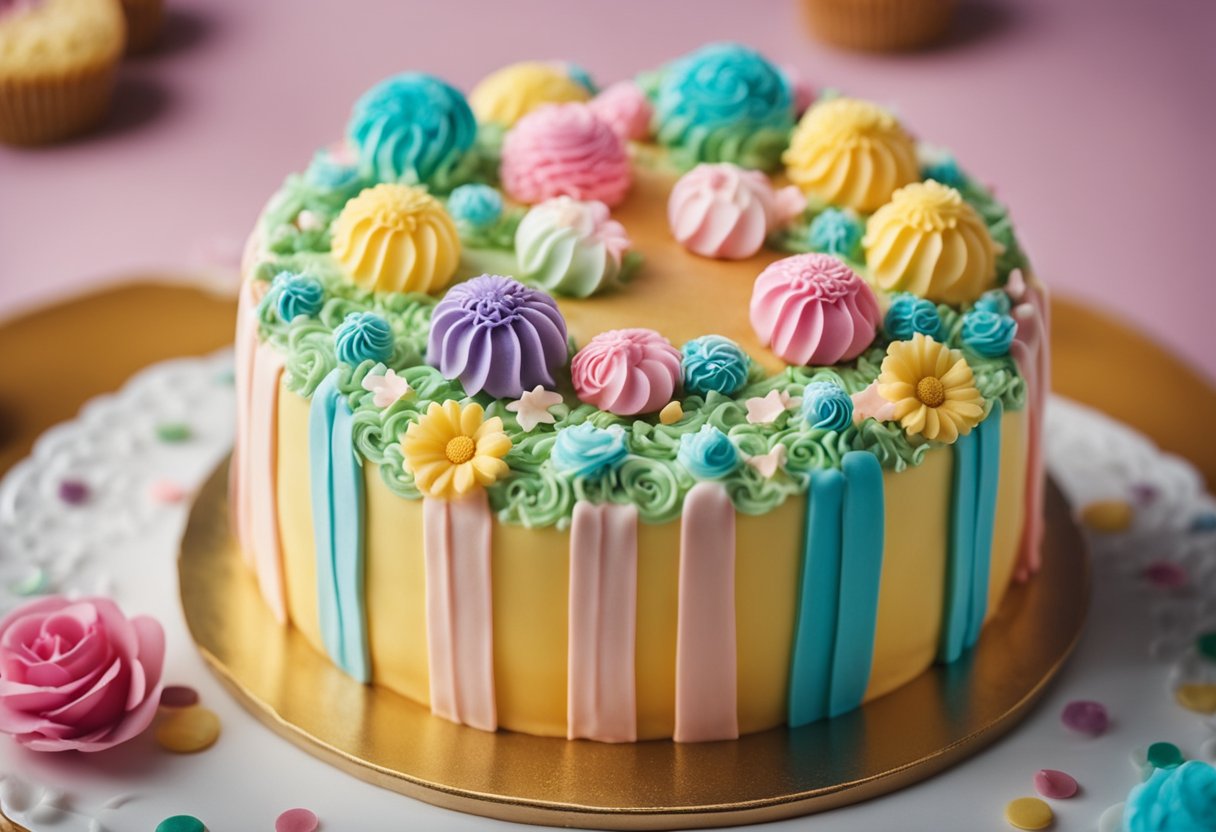 round cake flowers frosting