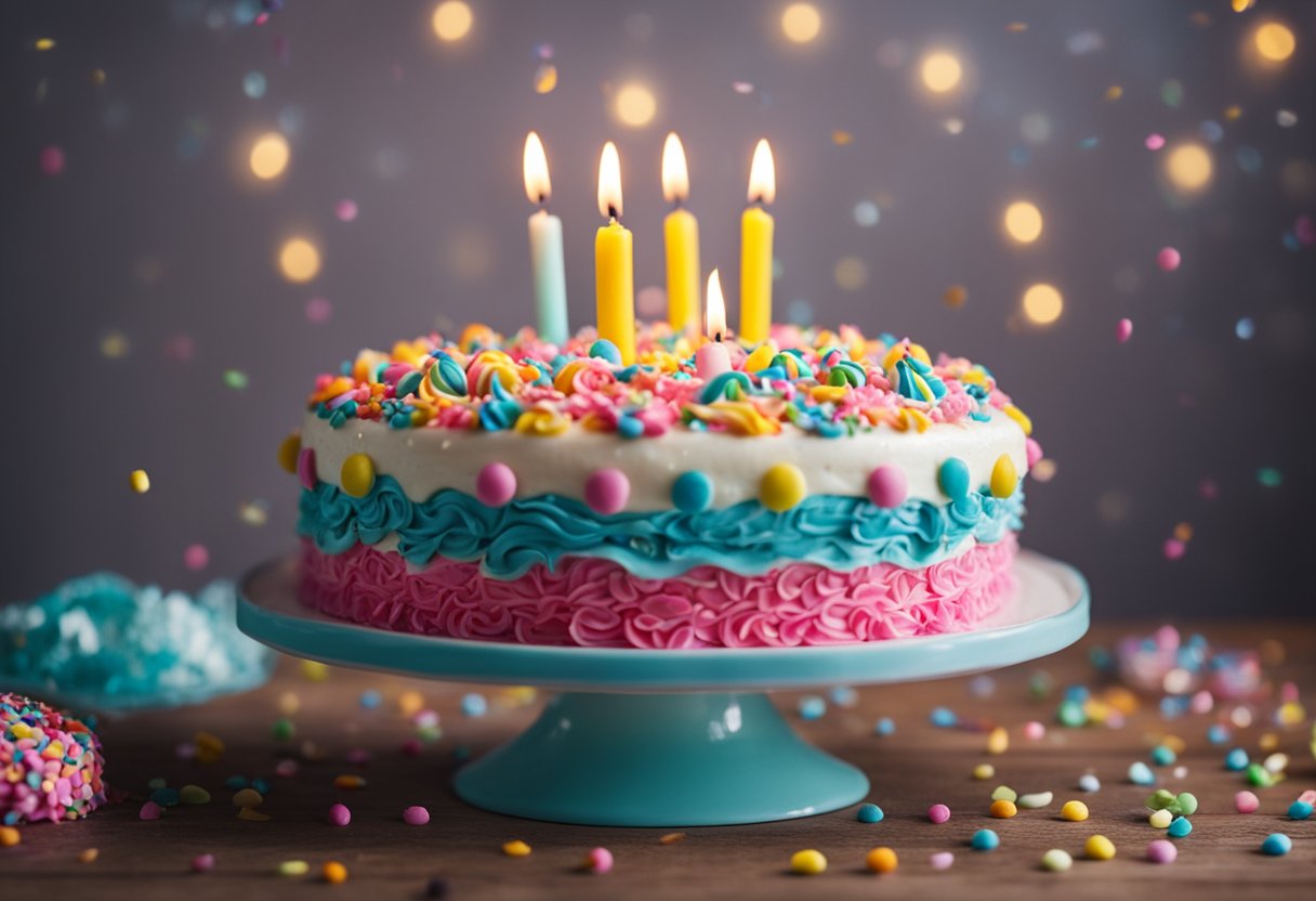 colorful cake with sprinkles and candles