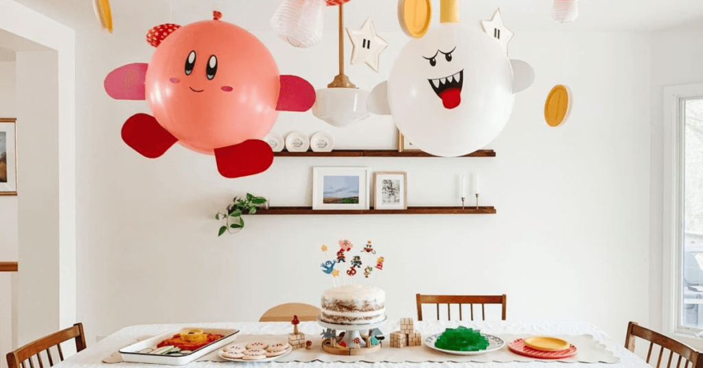 mario themed birthday party simple decoration for at home