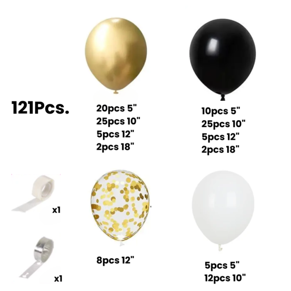 121pcs gold and black birthday decor