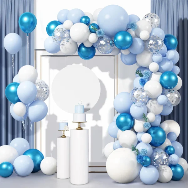 Blue White Sliver Balloons Garland Arch Kit - Blue Theme Birthday Decor ...