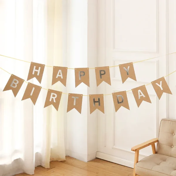 Happy Birthday Banner - Kraft Paper Decor for Birthday