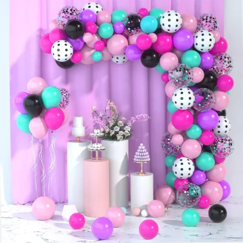 multicolor birthday balloon decor