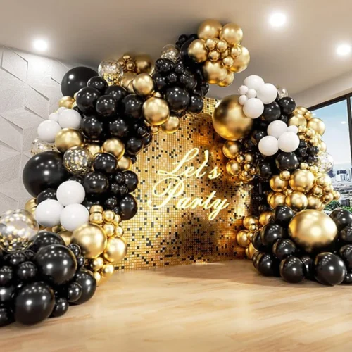 gold and black birthday decor