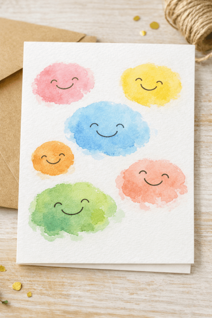 10 Stunning Watercolor Birthday Card Ideas 4 Cute watercolor smile birthday card idea