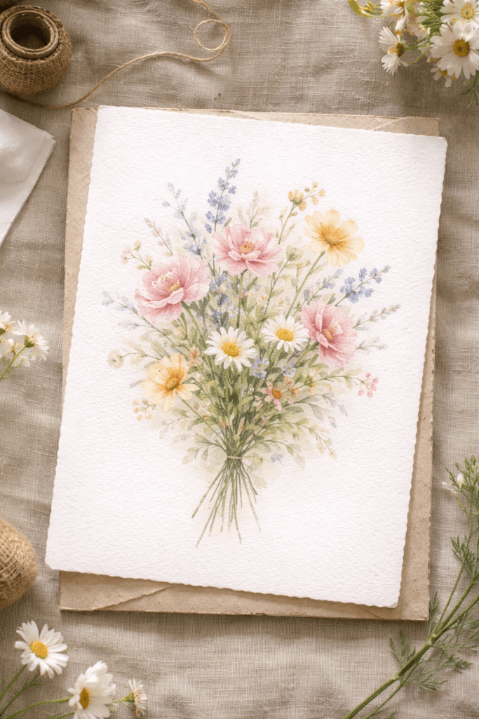 10 Stunning Watercolor Birthday Card Ideas 9 Watercolor floral bouquet birthday card idea