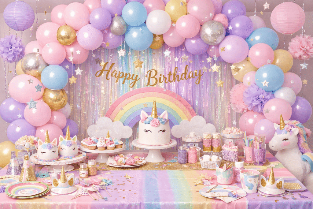 Unicorn color palette and decorations