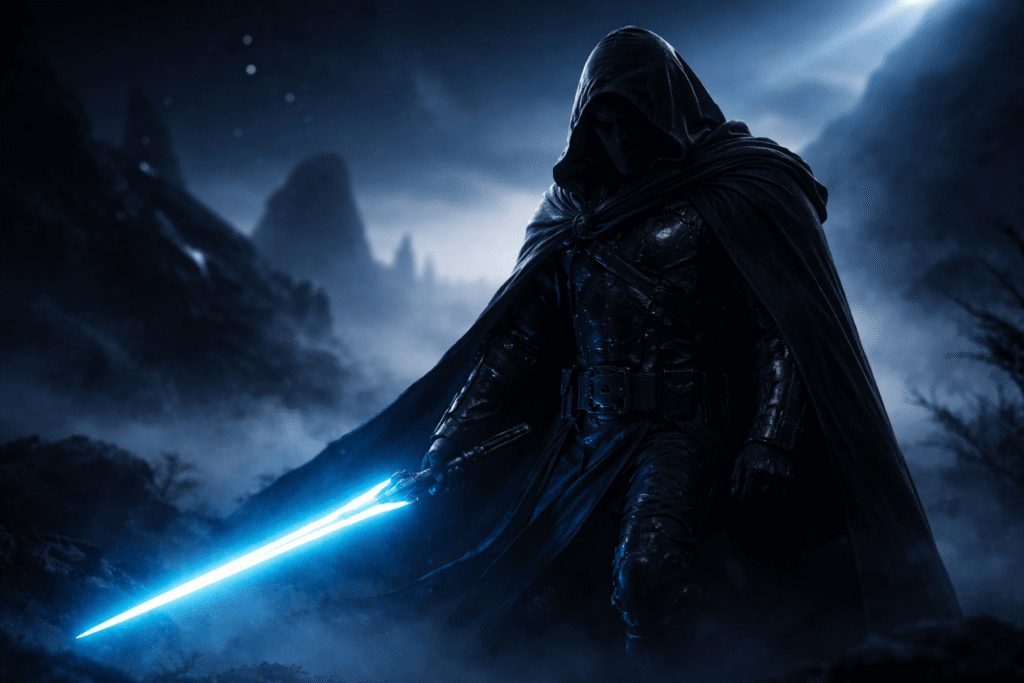 Star Wars Birthday Quotes: 20 Epic Quotes to Celebrate Like a Jedi 3 dramatic silhouette of armored space villain in red backlight