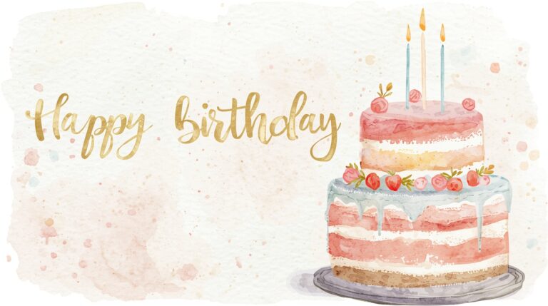 watercolor birthday cake card