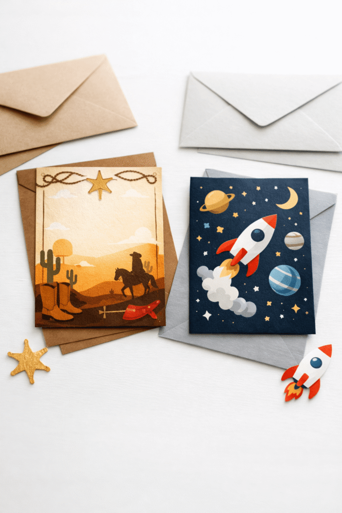 cowboy and space invitations