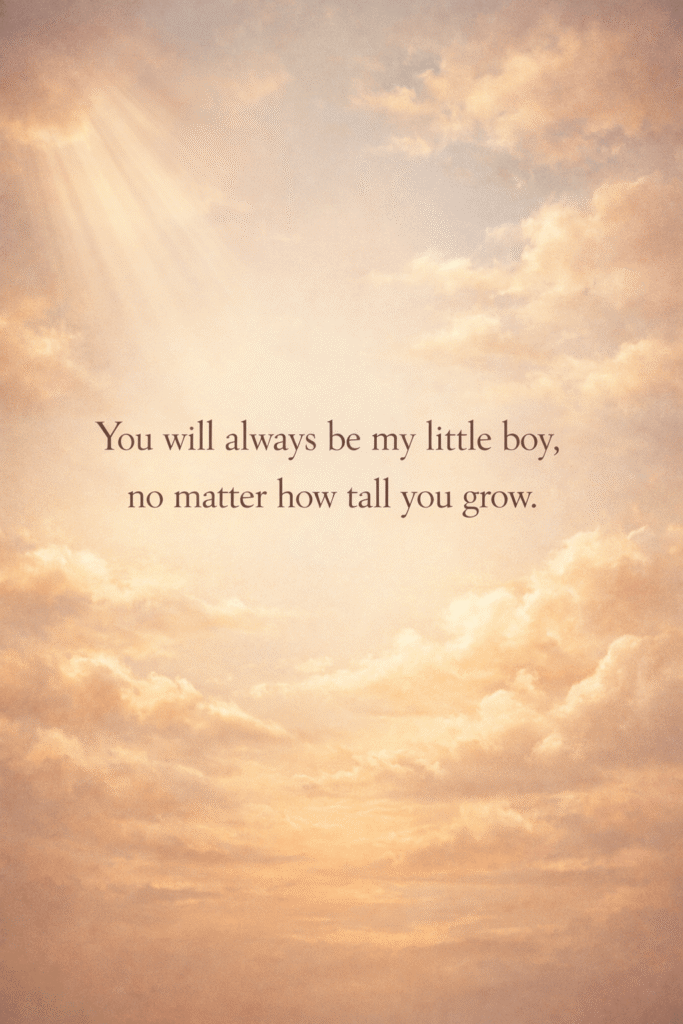 emotional birthday quote for son on golden sky background
