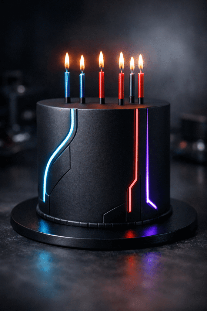 abstract gaming console inspired birthday cake
