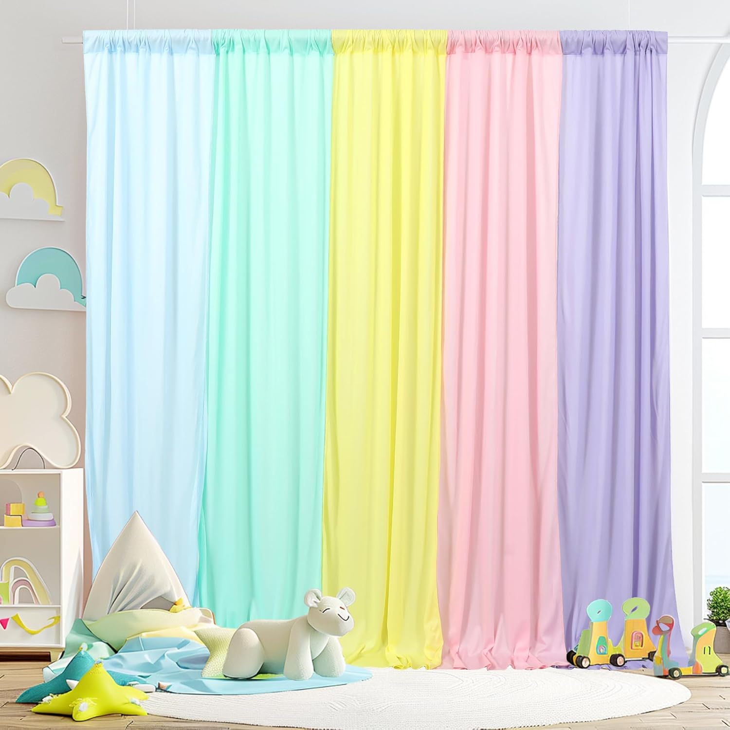 10×7FT Rainbow Backdrop Curtains for Parties