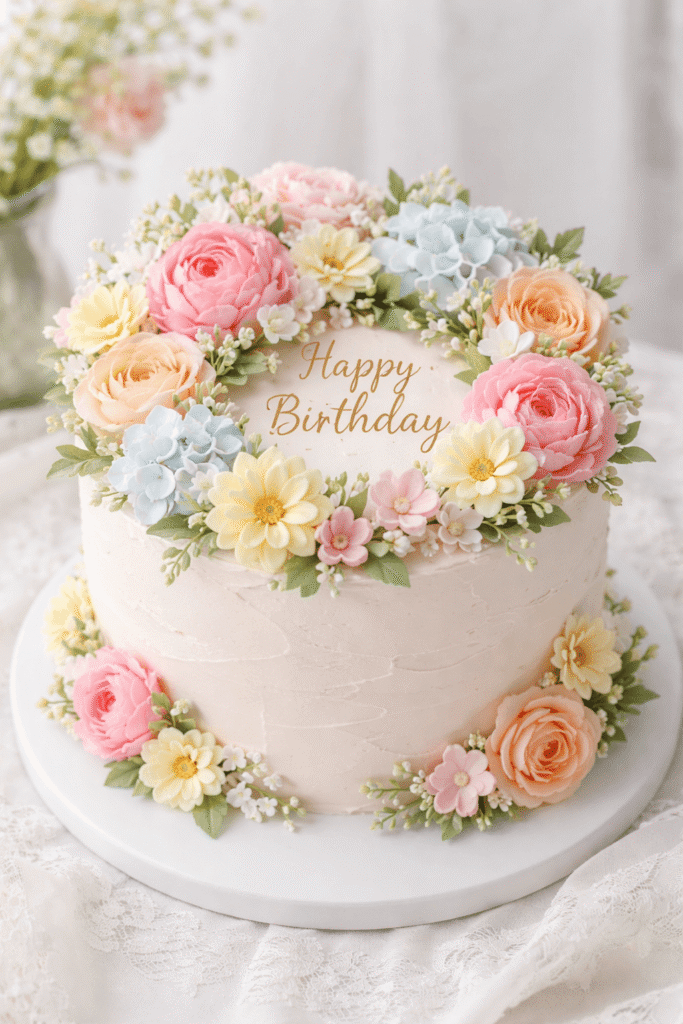 Pastel Floral Birthday Cake