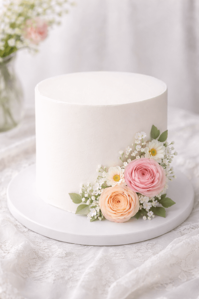Minimal White Spring Cake