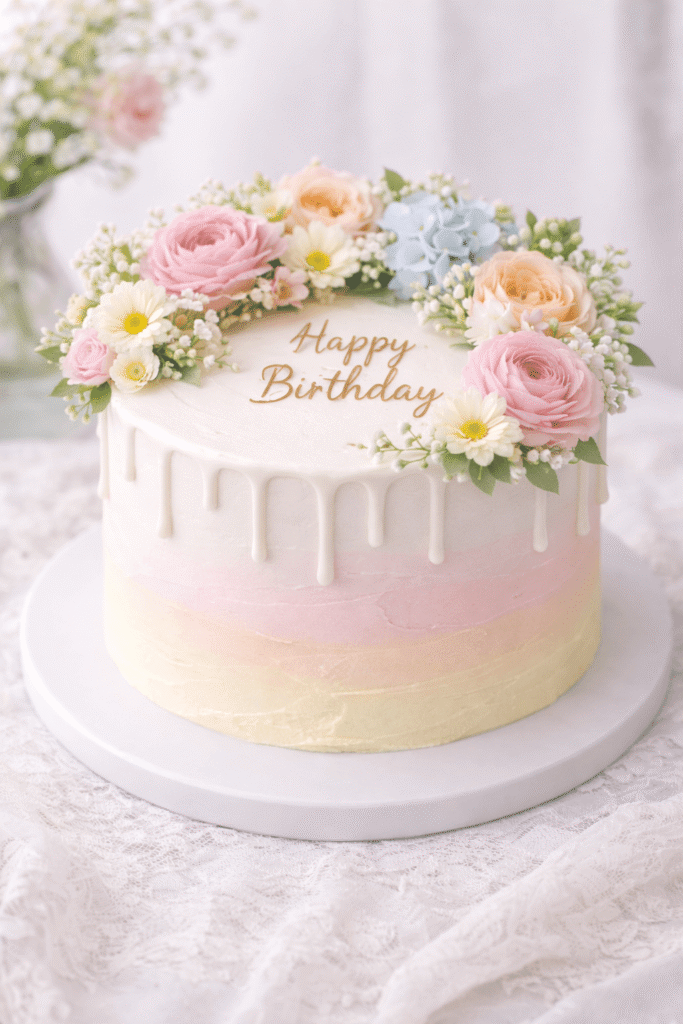 Spring Drip birthday Cake (Light Version)