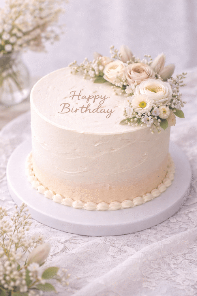 Neutral Spring Birthday Cake