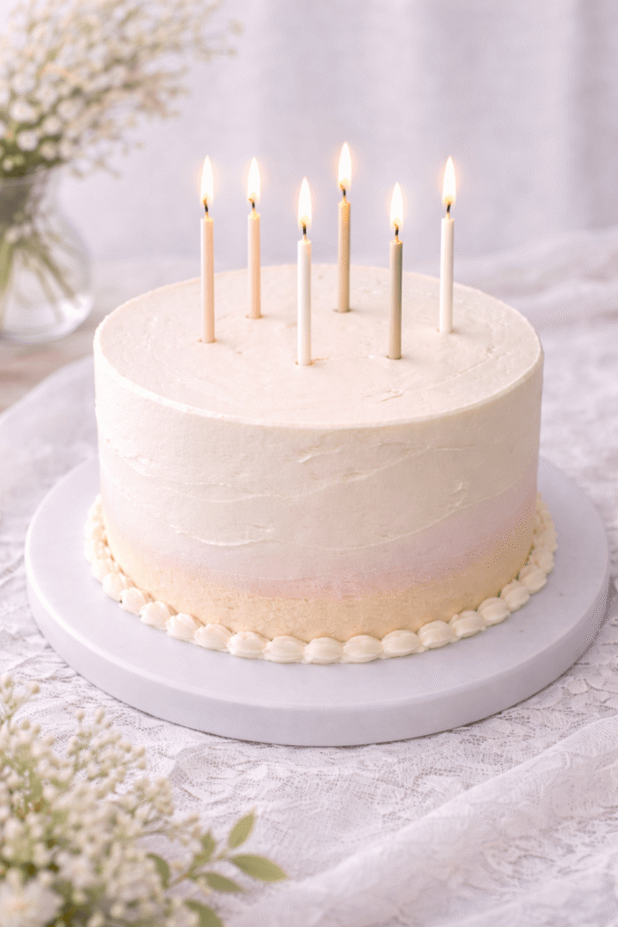 Minimal Spring Cake With Candles