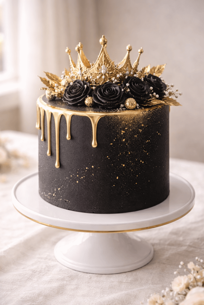 10 Amazing Golden Birthday Cake Ideas to Make Your Day Shine! 11 gold and black cake