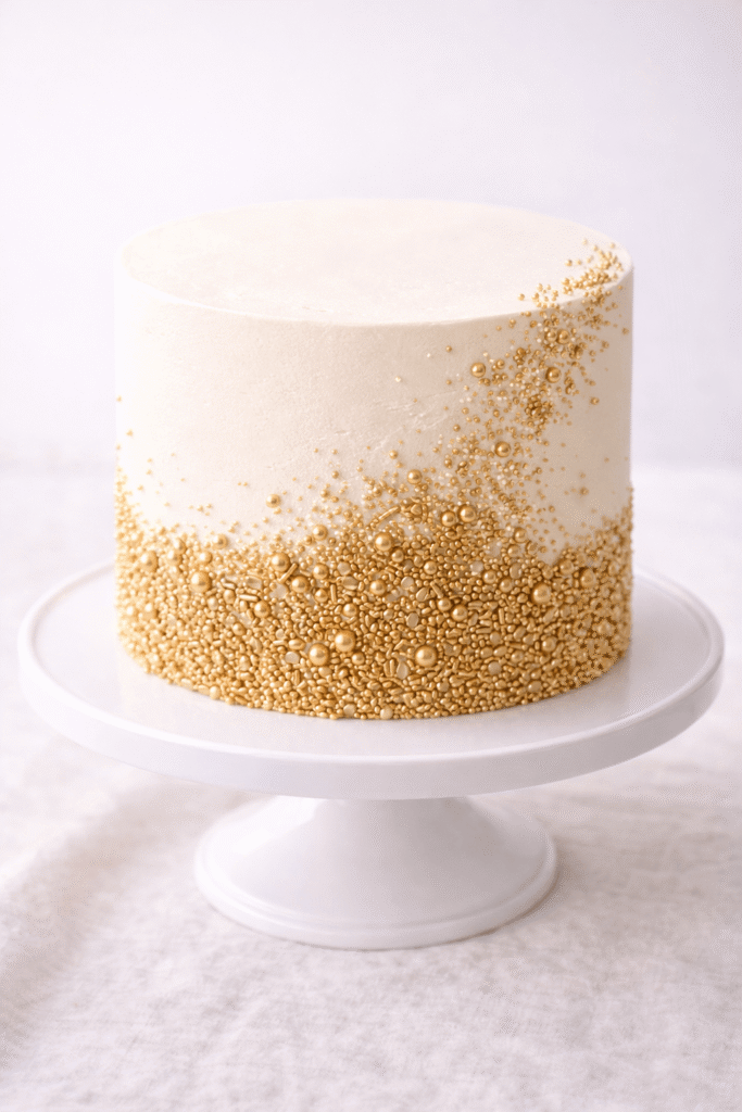 10 Amazing Golden Birthday Cake Ideas to Make Your Day Shine! 6 champagne gold birthday cake with elegant finish