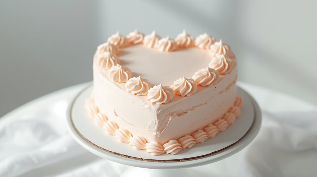 A heart shaped buttercream cake