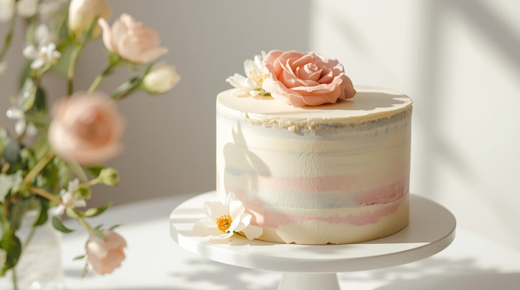 beautiful simple cake with flowers
